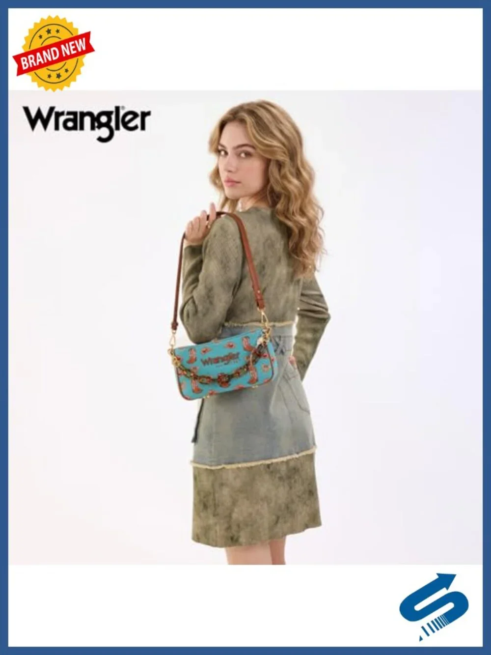 Western Hobo Clutch Purse with Chain Strap Canvas Shoulder Bag